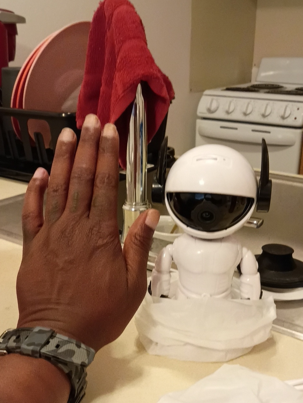 Robot Security Camera — White with Black Accents